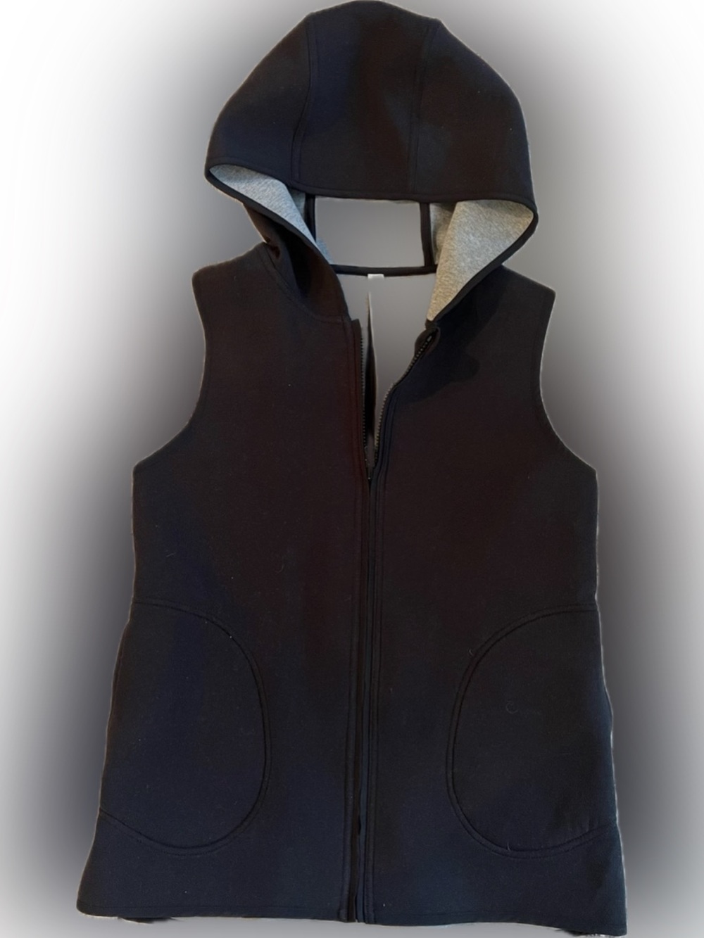 lululemon black/gray sleeveless reversible hooded vest size 8